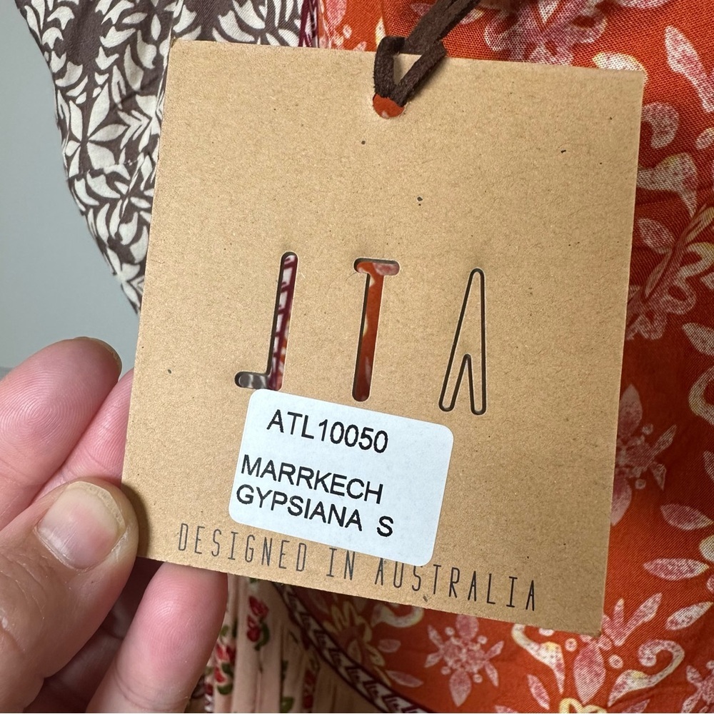Anthropologie Abel the Label Gypsiana Patchwork Boho Maxi Dress Tie-Back‎ S - Picture 8 of 13